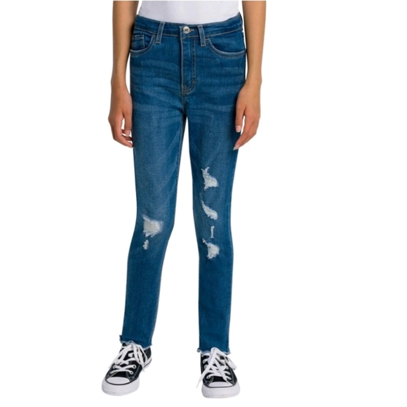Levi's 720 Girls' High-Rise Super Skinny Distressed Jeans ~  Medium Wash Blue - Picture 1 of 16